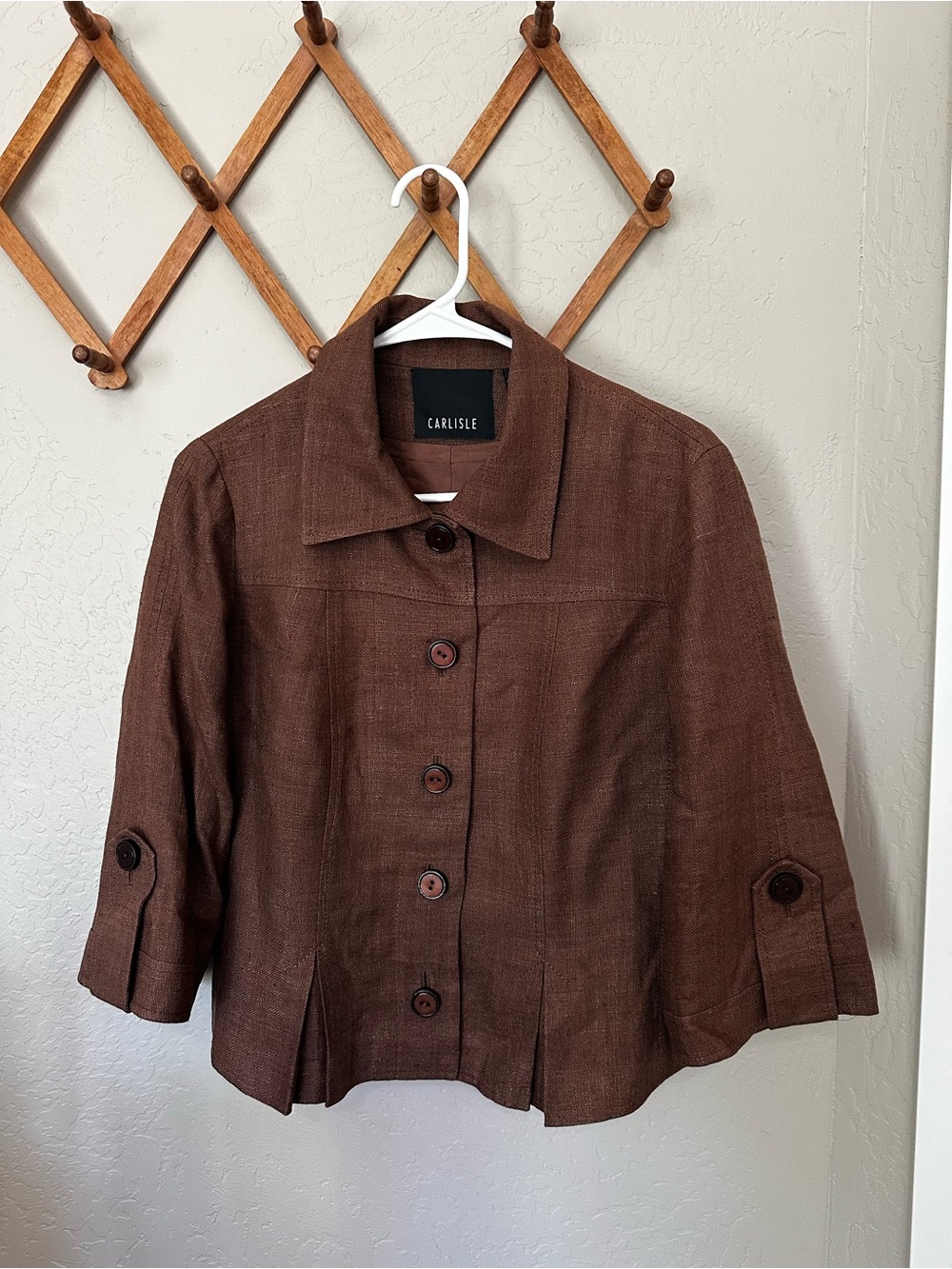Carlisle Chocolate Brown Cropped Button-Front Jacket